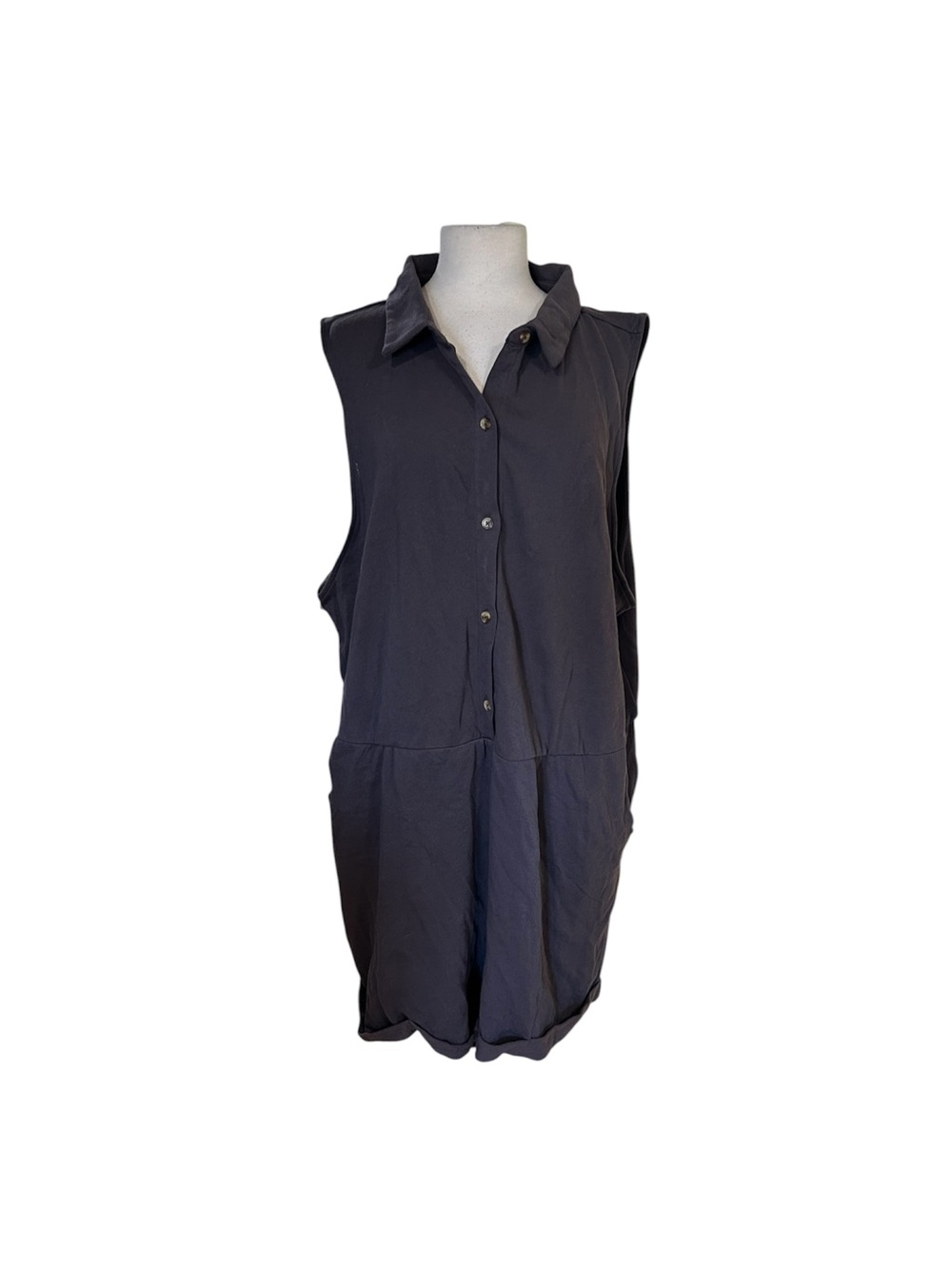 Nwt Womens Plus Size 4x Known Supply Shorts Stylish Charcoal Sleeveless Romper